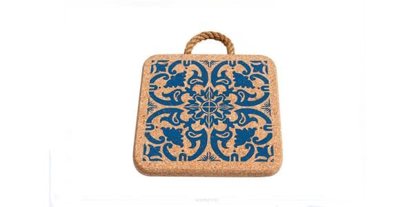 Sous-bock de liège carré bleu